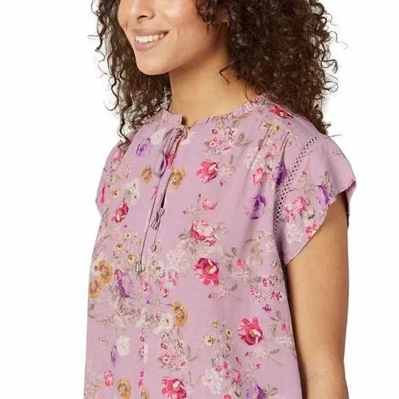 Buffalo David Bitton Women's Flutter Sleeve Floral Top