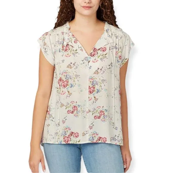 Buffalo David Bitton Women's Flutter Sleeve Floral Top