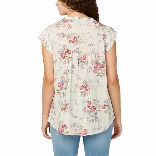 Buffalo David Bitton Women's Flutter Sleeve Floral Top