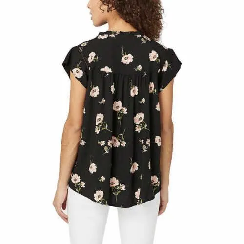 Buffalo David Bitton Women's Flutter Sleeve Floral Top