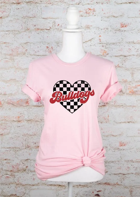 Bulldogs Checkered Heart Graphic Gameday Tee