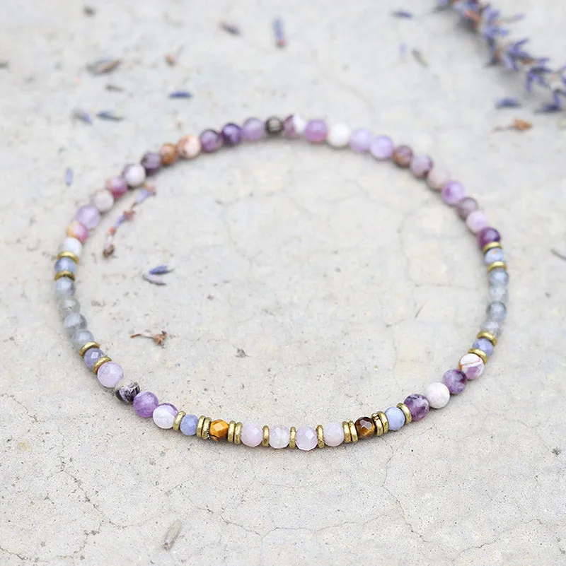 Chevron Amethyst and Labradorite Delicate Anklet