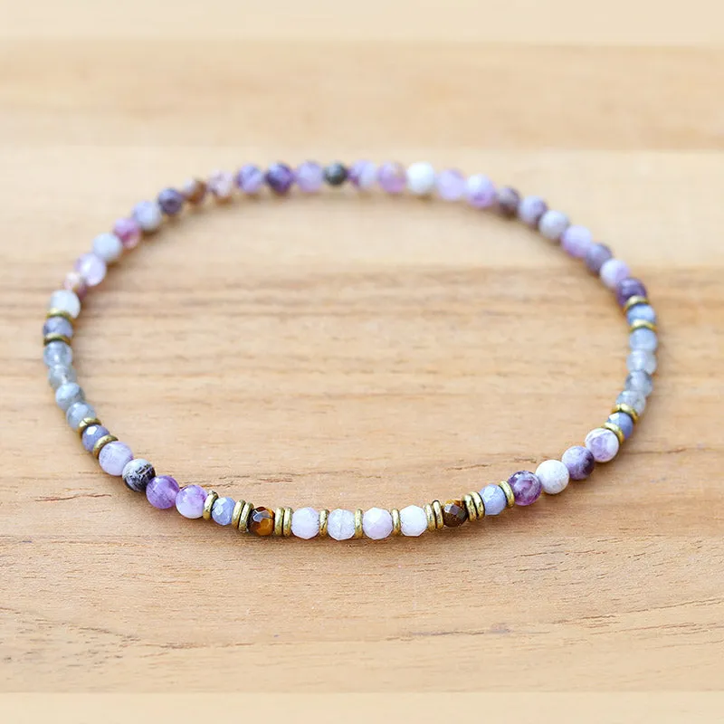 Chevron Amethyst and Labradorite Delicate Anklet