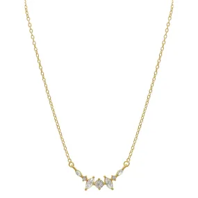 Crystal Curved Pendant Necklace gold