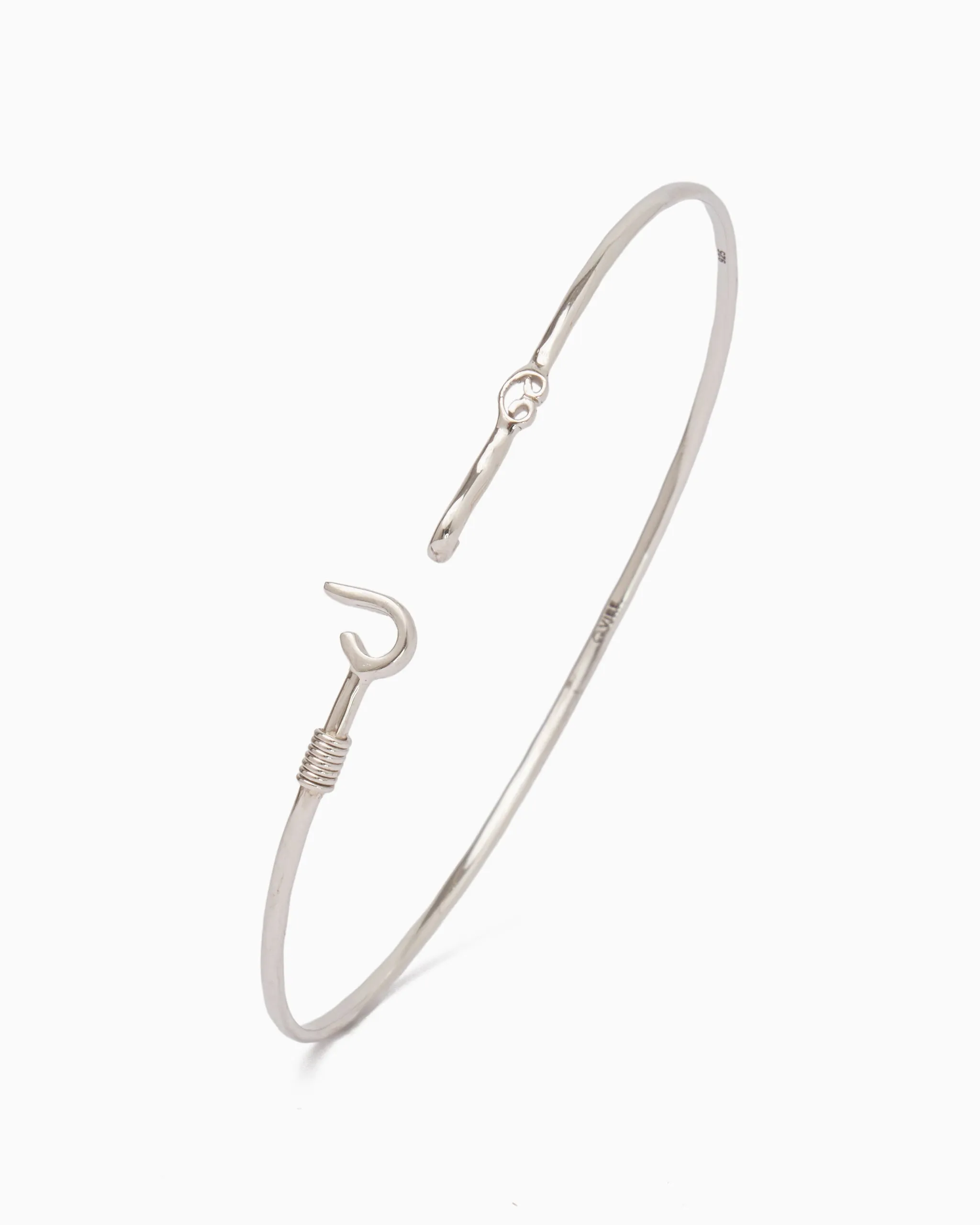 Dainty St. John Hook Bracelet with Open Petroglyph, 1.3mm