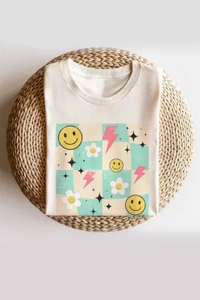 DAISY SMILEY CHECKER GRAPHIC TEE