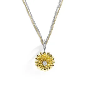 Dandelion Flower Pendant Necklace with Diamonds