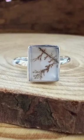 DENDRITIC AGATE and Silver Ring Size 10