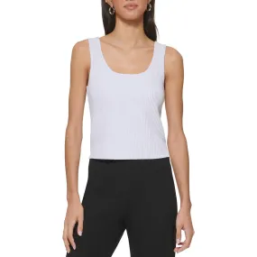 DKNY Womens Metallic Ribbed Cropped