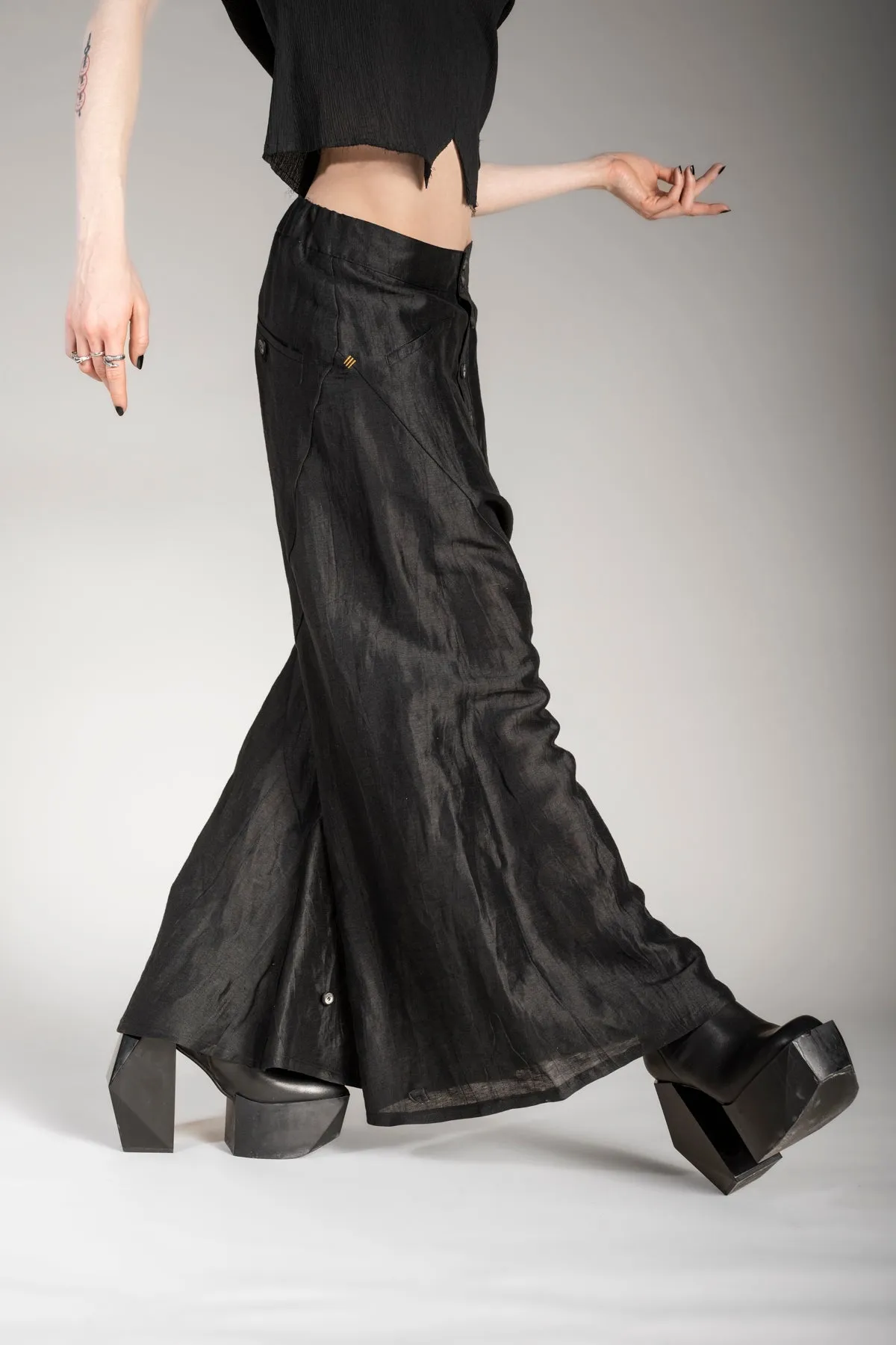 eigensinnig wien | Coltrane | Extravagante Designer Leinen Culotte in Schwarz