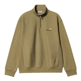 Felpa Uomo Carhartt WIP Half Zip American Script Verde Chiaro