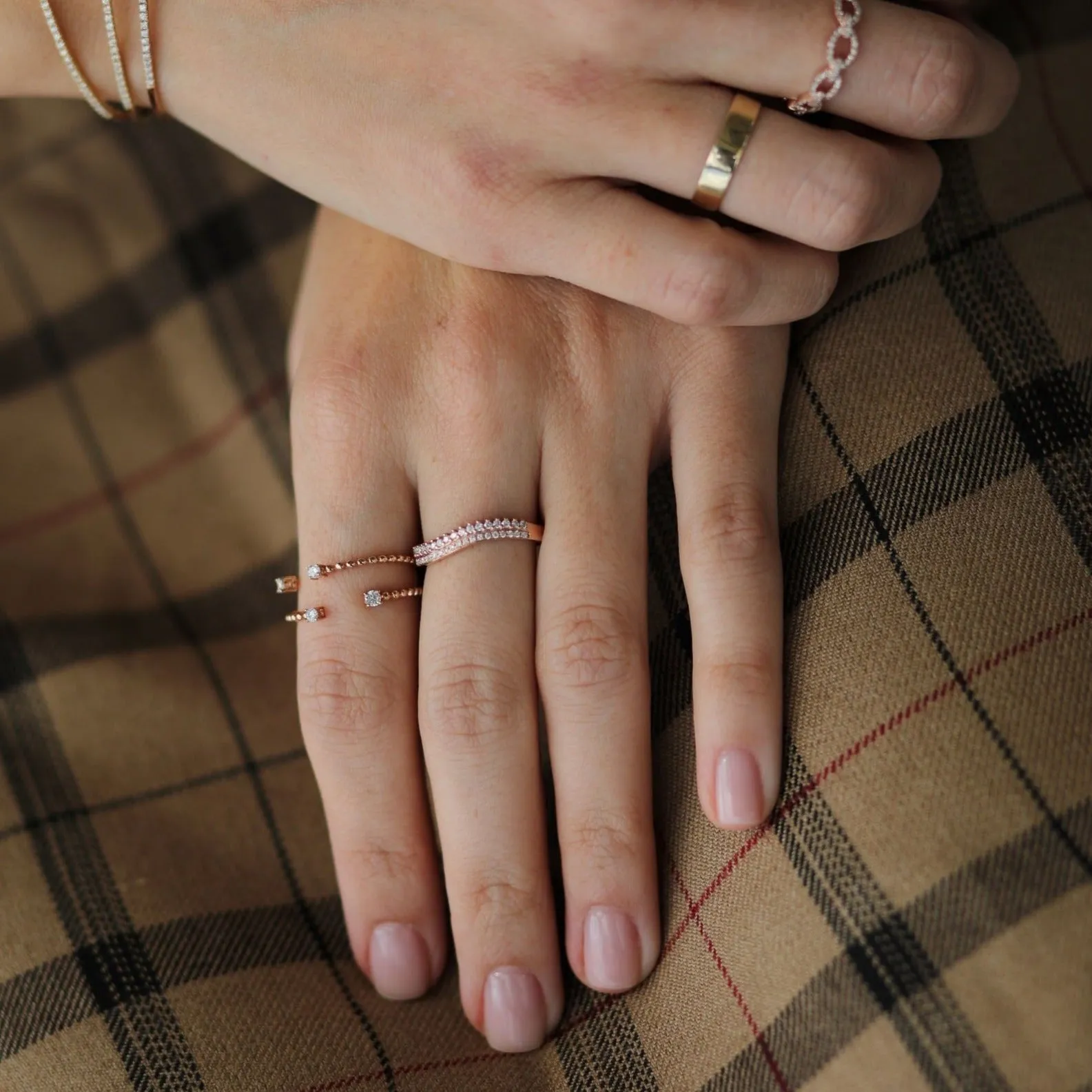 Floating Diamond Beaded Wrap Ring