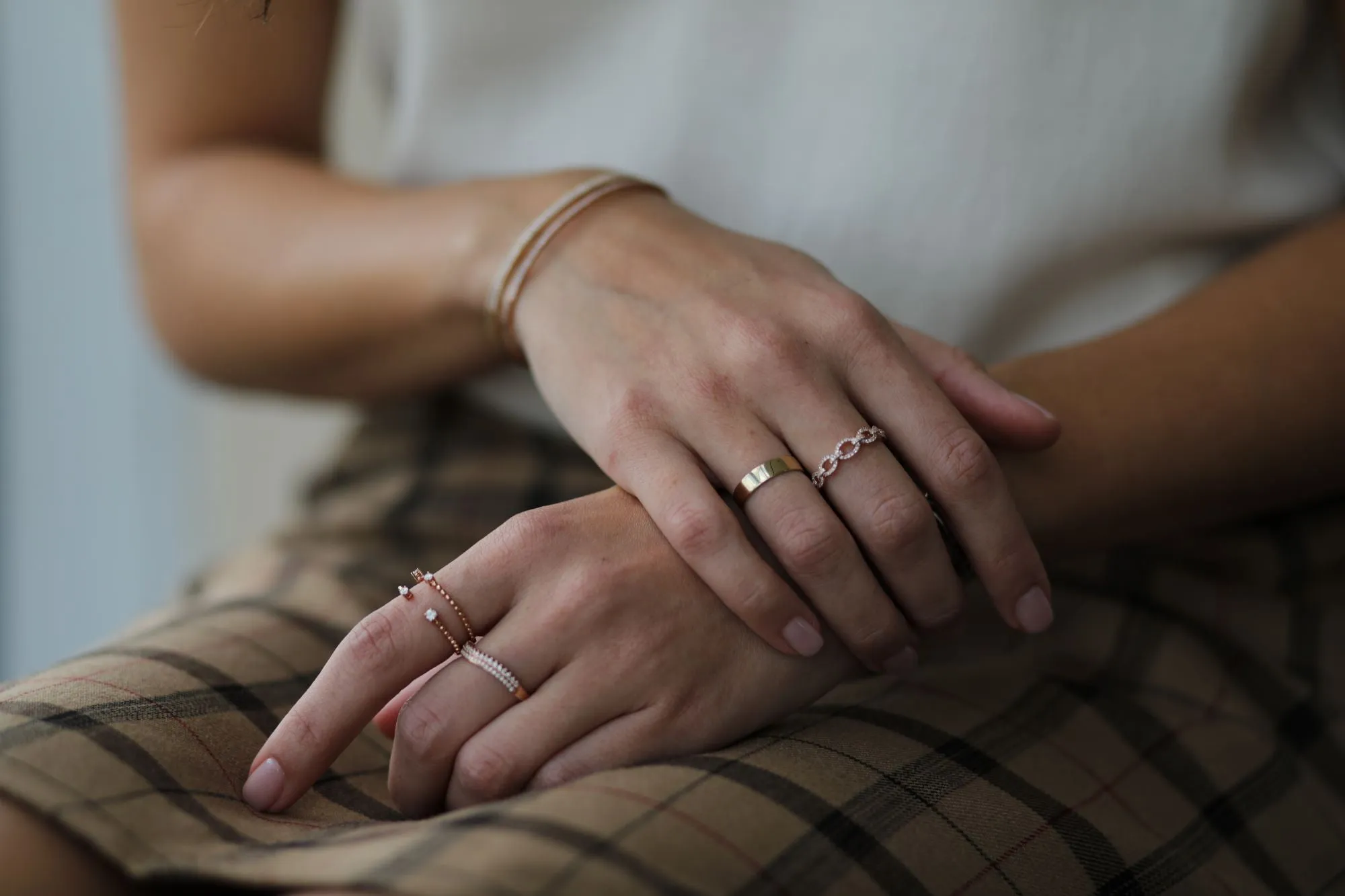 Floating Diamond Beaded Wrap Ring