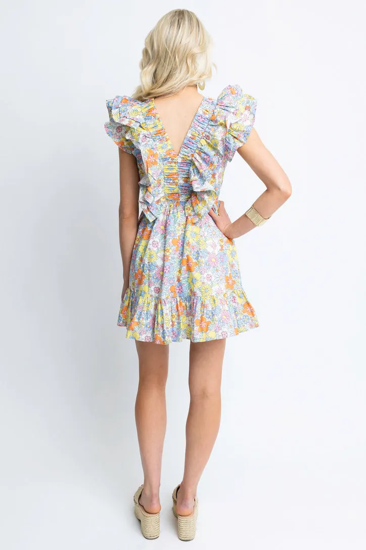 Floral London Double Vneck Dress