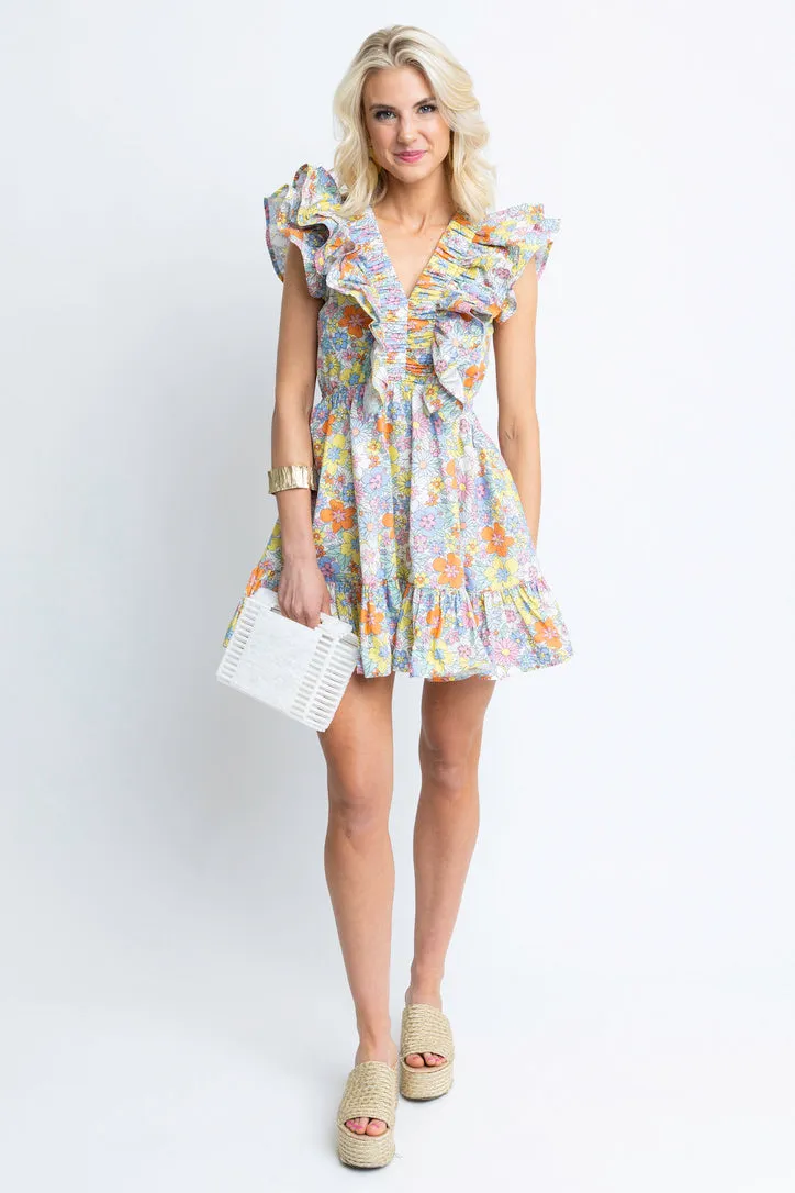 Floral London Double Vneck Dress