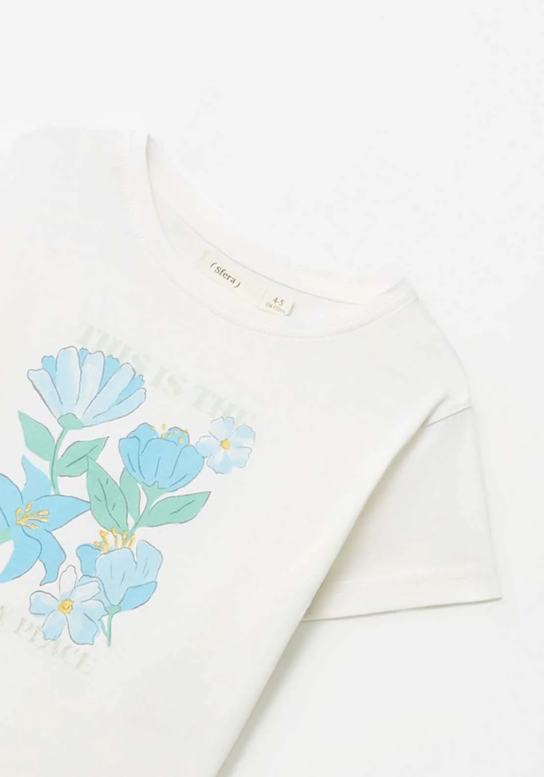 Flower Print T-Shirt - Cream