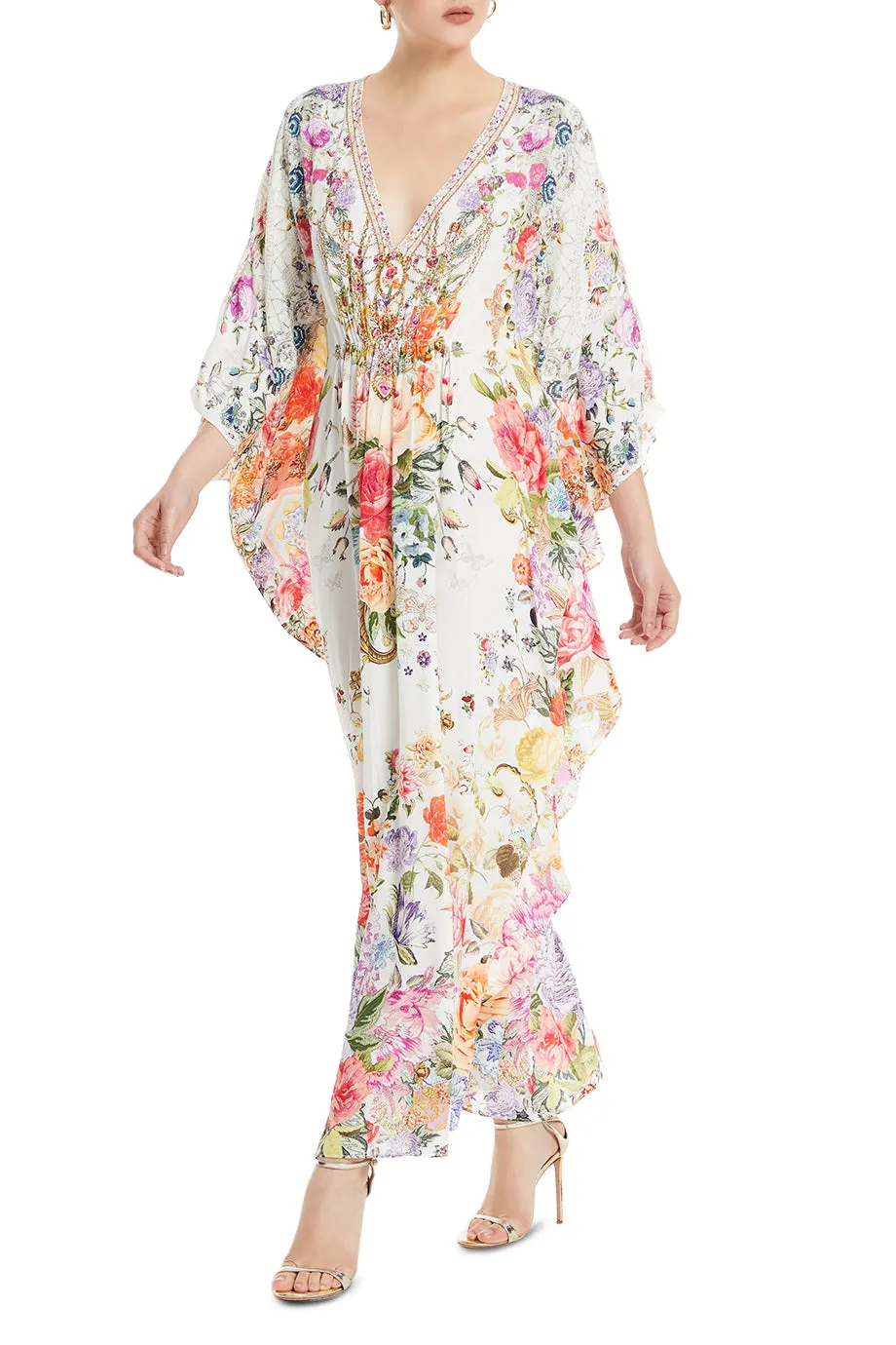 Gathered Waist Floral Kaftan