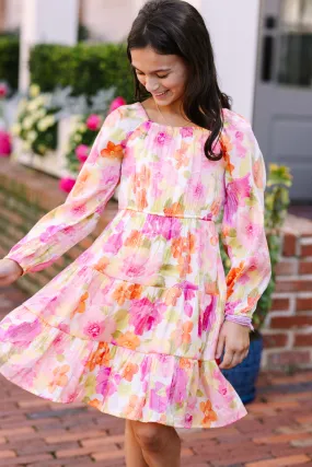 Girls: On Your Mind Pink Floral Babydoll Dress