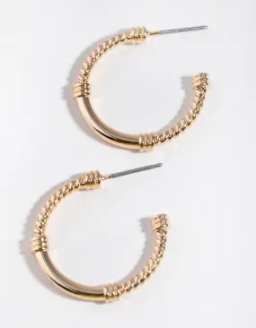 Gold Rope Hoop Earrings