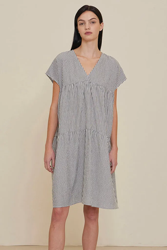 GRADE AND GATHER LOOSE BOXY STRIPE DRESS