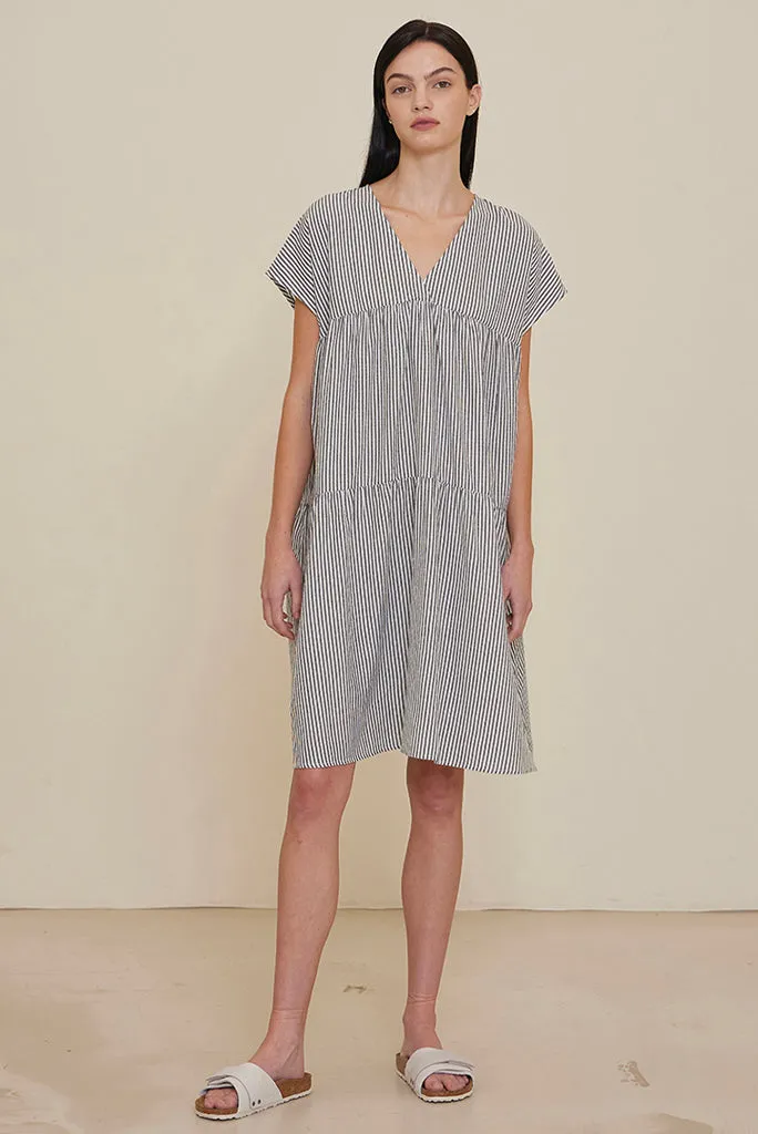 GRADE AND GATHER LOOSE BOXY STRIPE DRESS