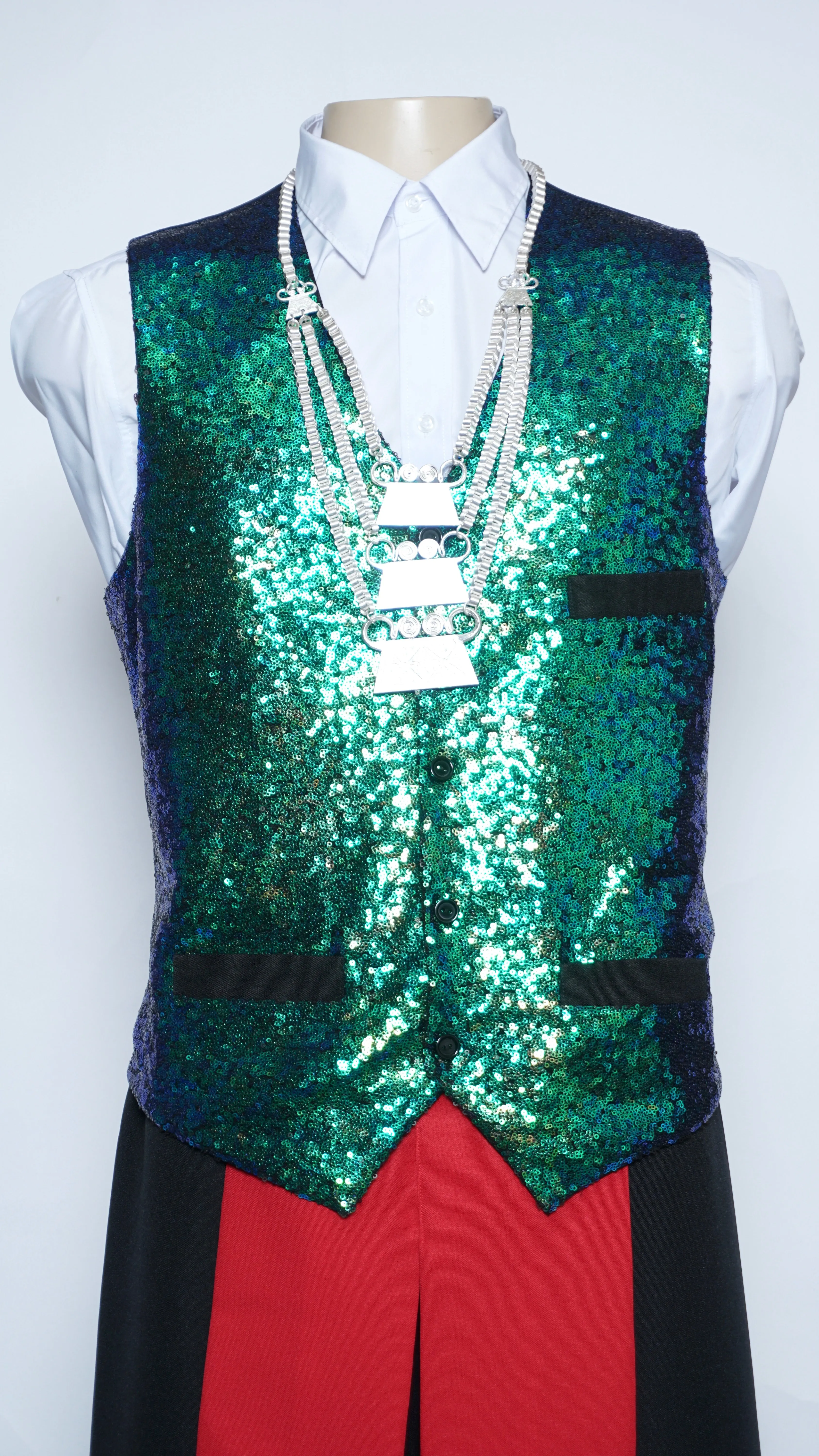 Green/Blue Sequins Vest