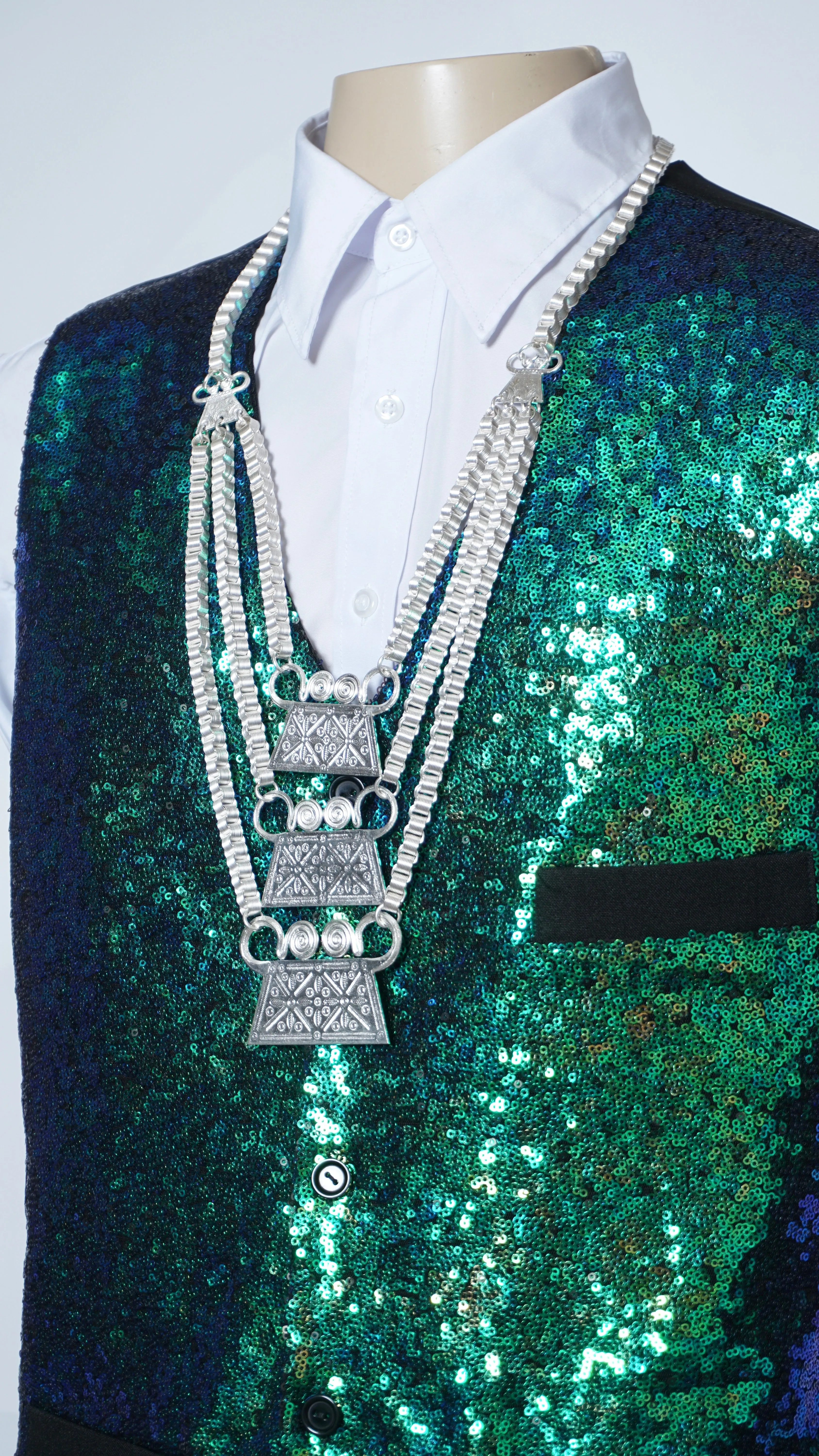 Green/Blue Sequins Vest