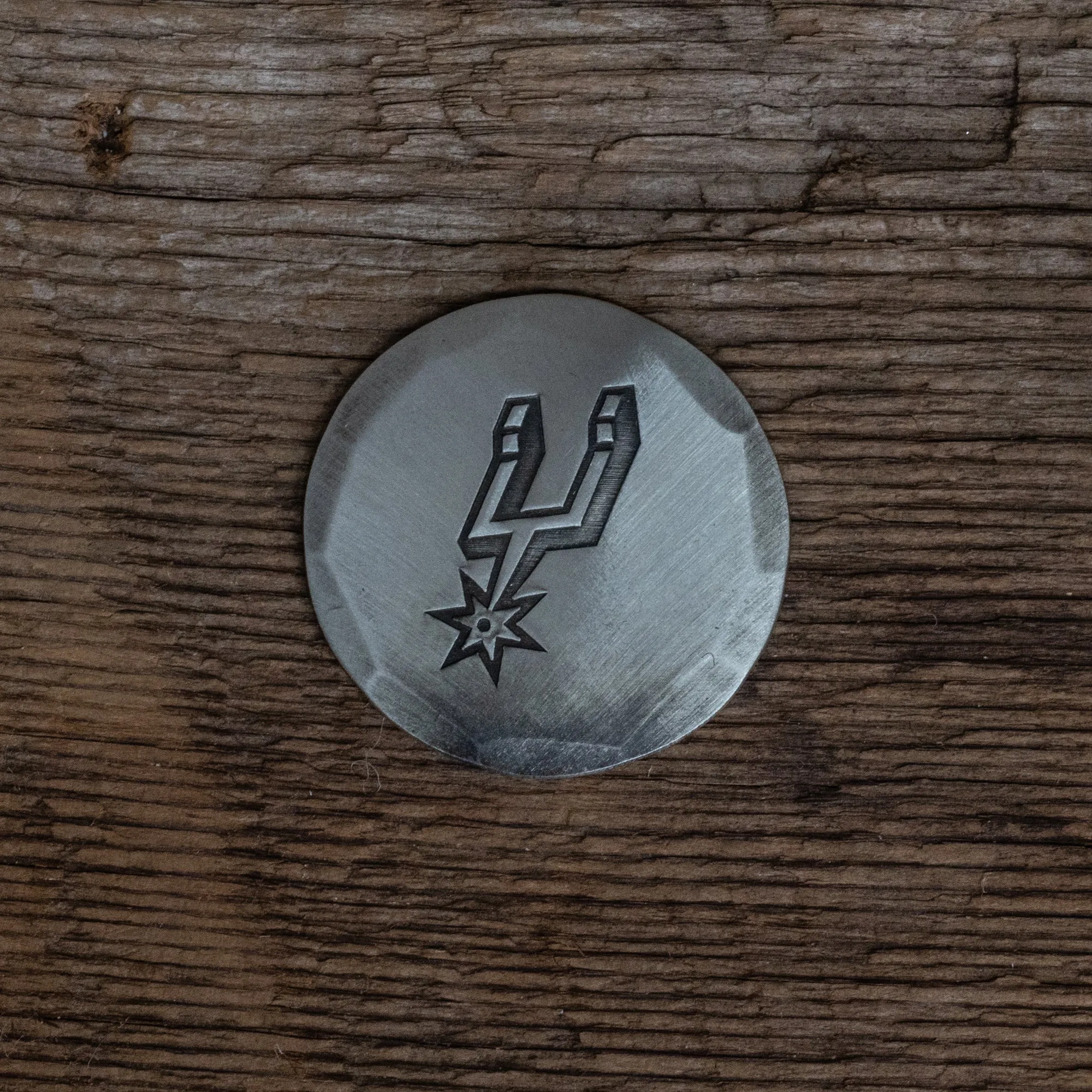 Hand Forged San Antonio Spurs Ball Mark - Nickel