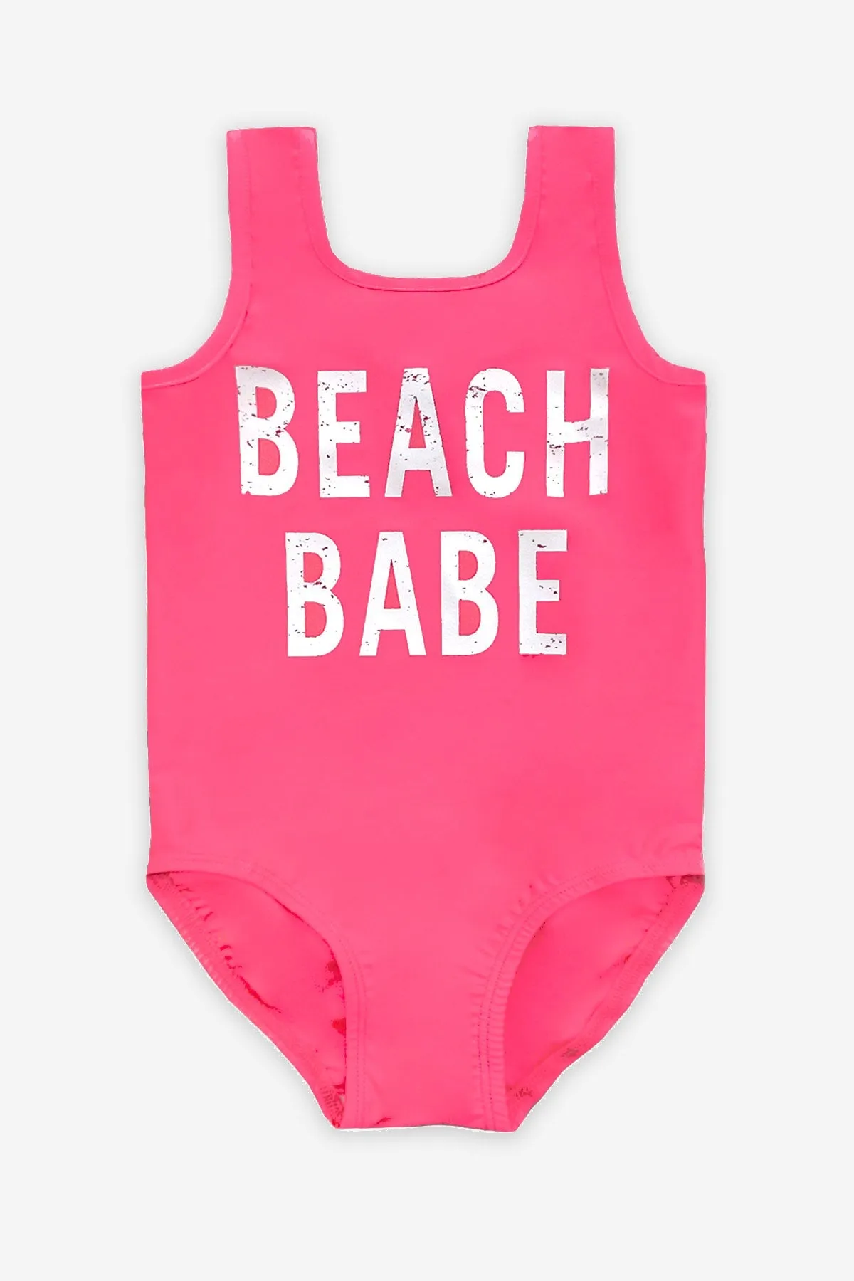 High Shine One-Piece Swimsuit - Neon Coral Beach Babe