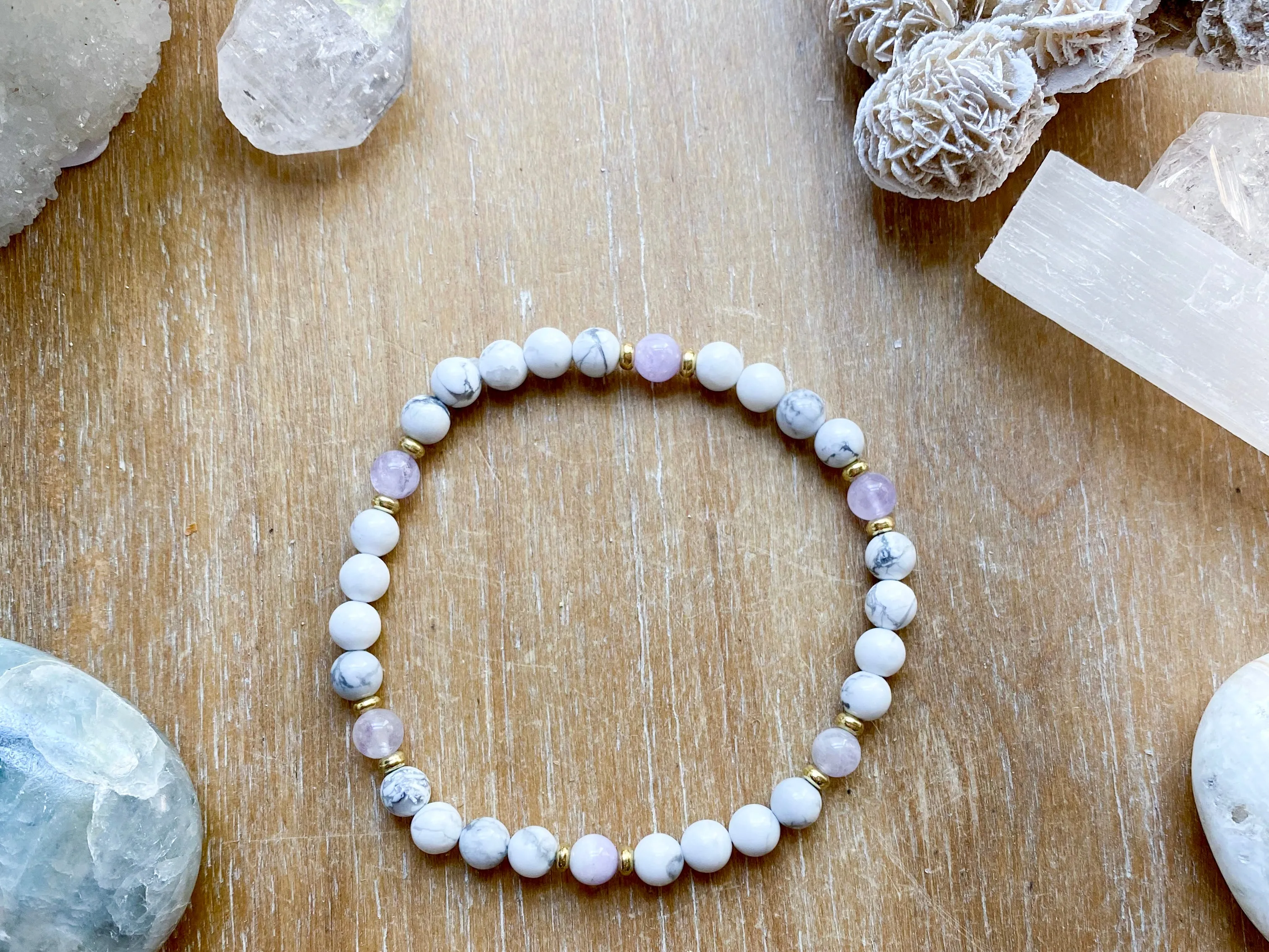 Howlite Beaded Anklet || Reiki Infused