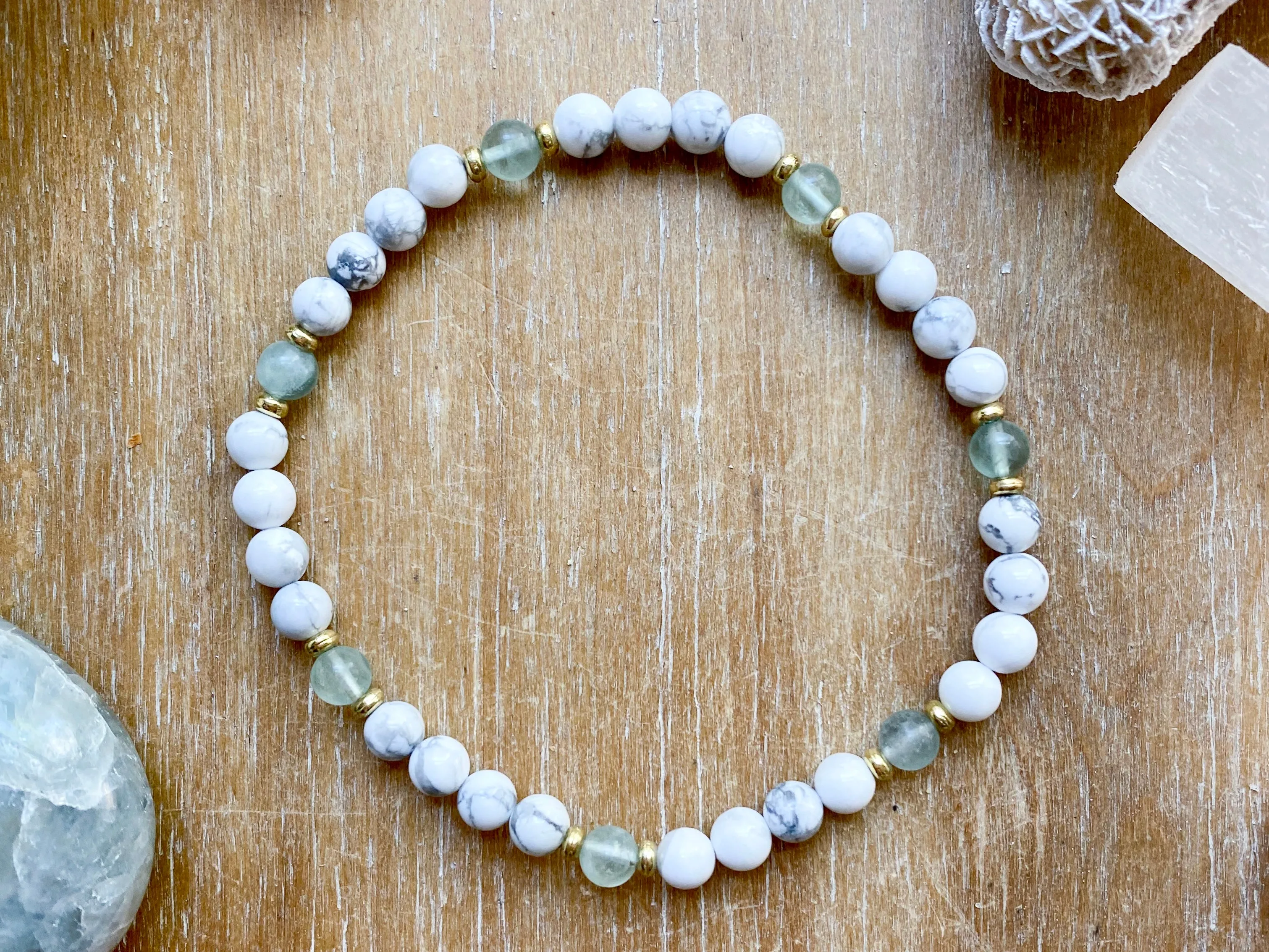 Howlite Beaded Anklet || Reiki Infused