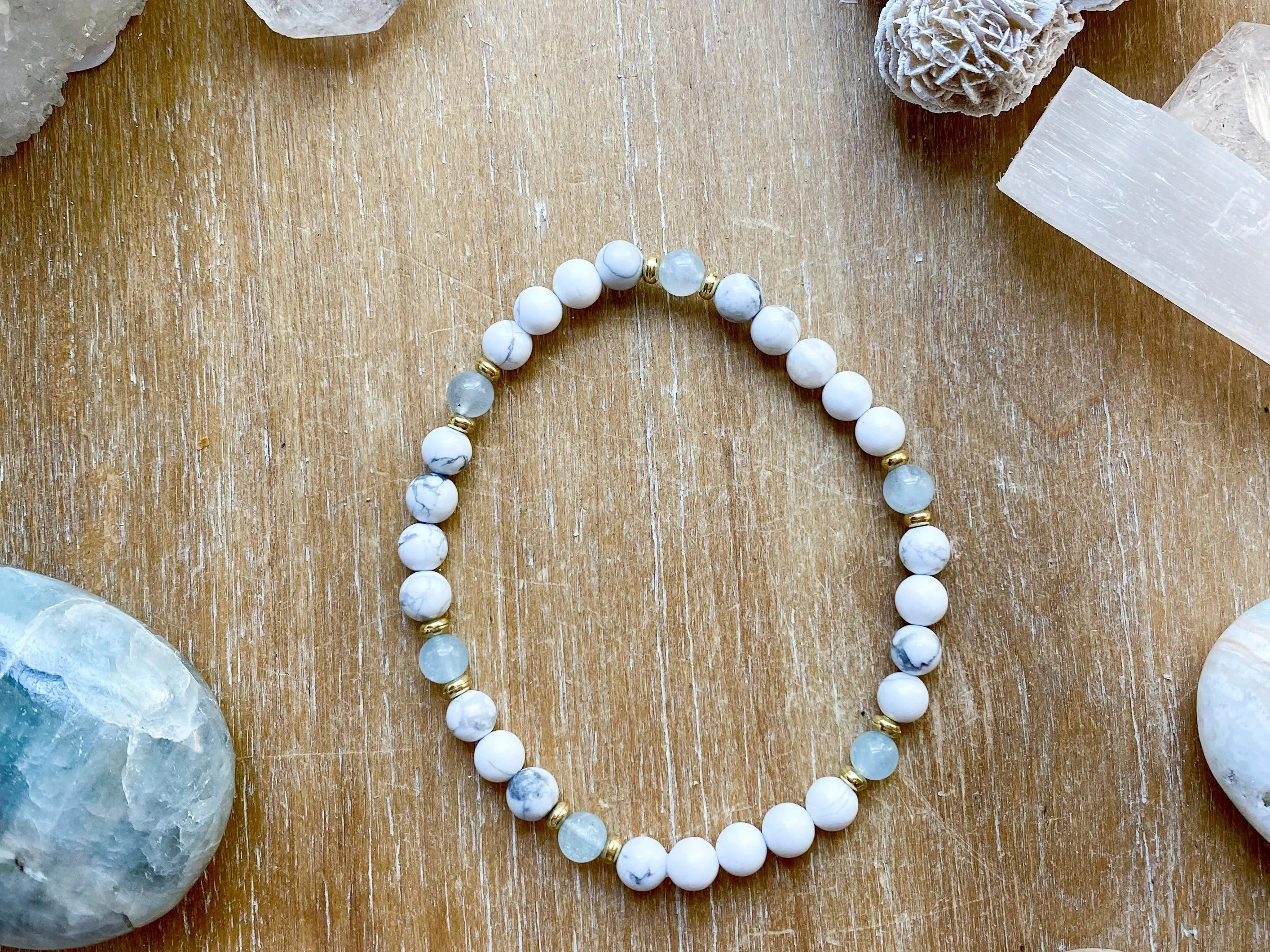 Howlite Beaded Anklet || Reiki Infused