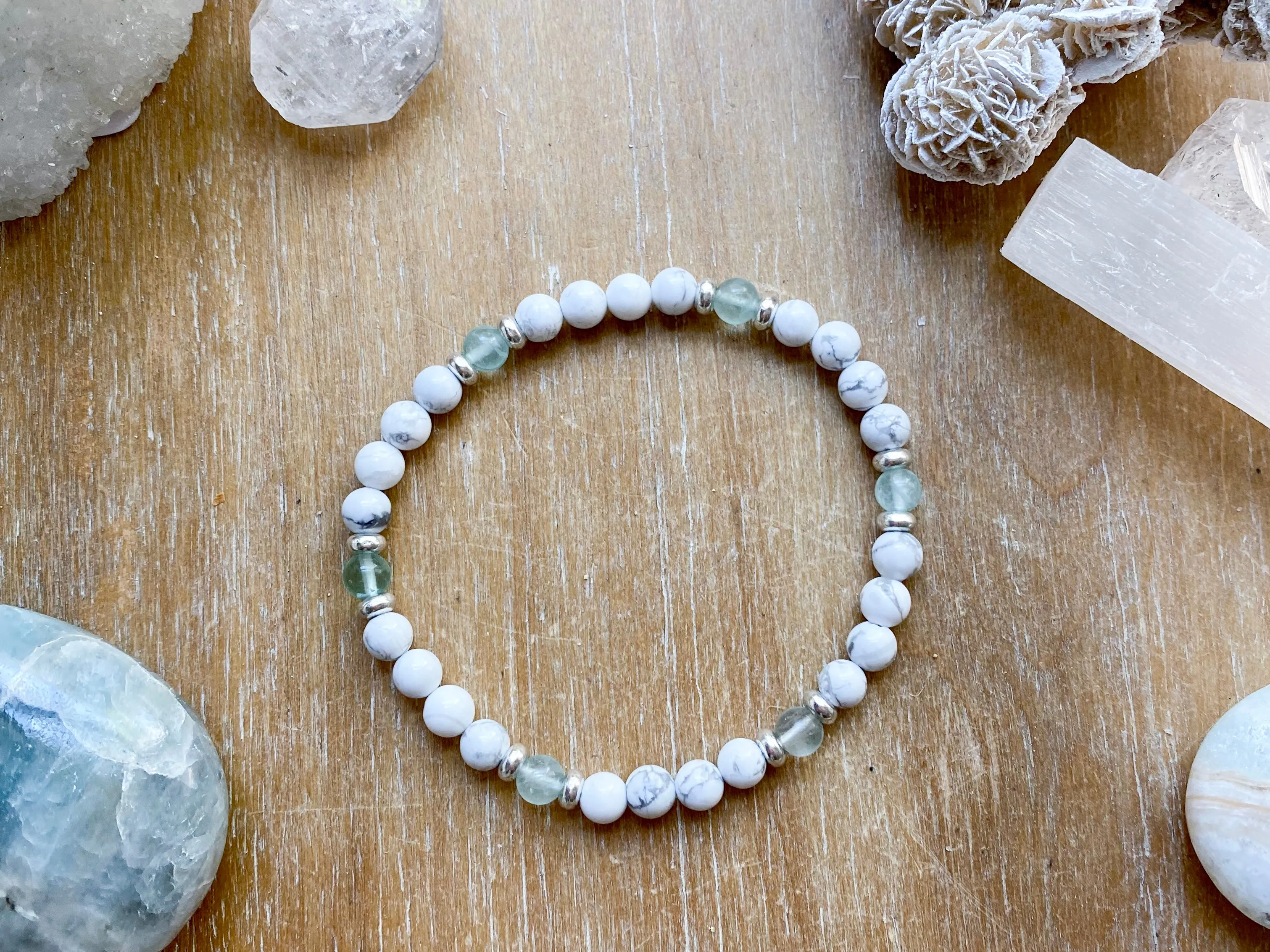 Howlite Beaded Anklet || Reiki Infused