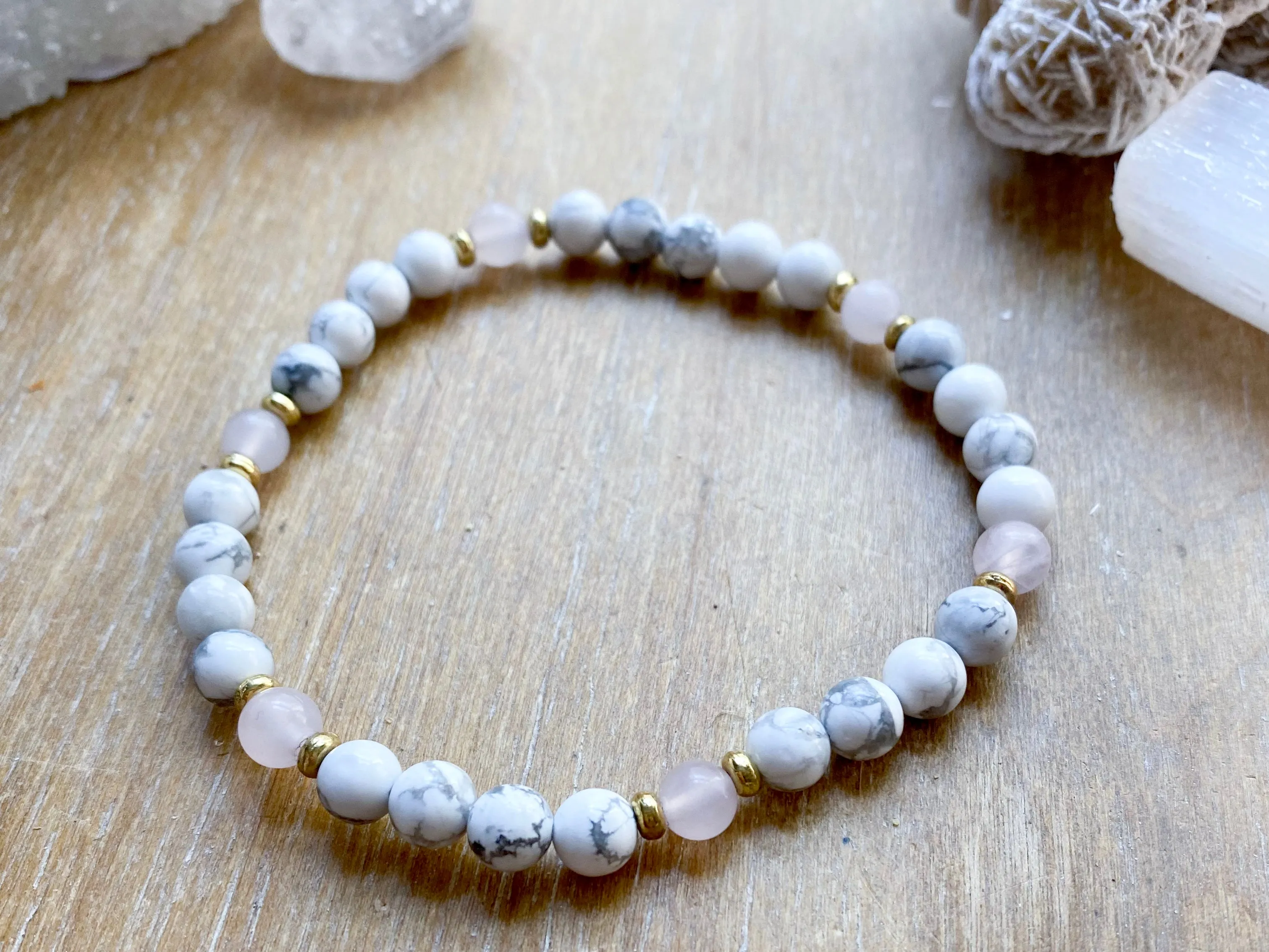 Howlite Beaded Anklet || Reiki Infused