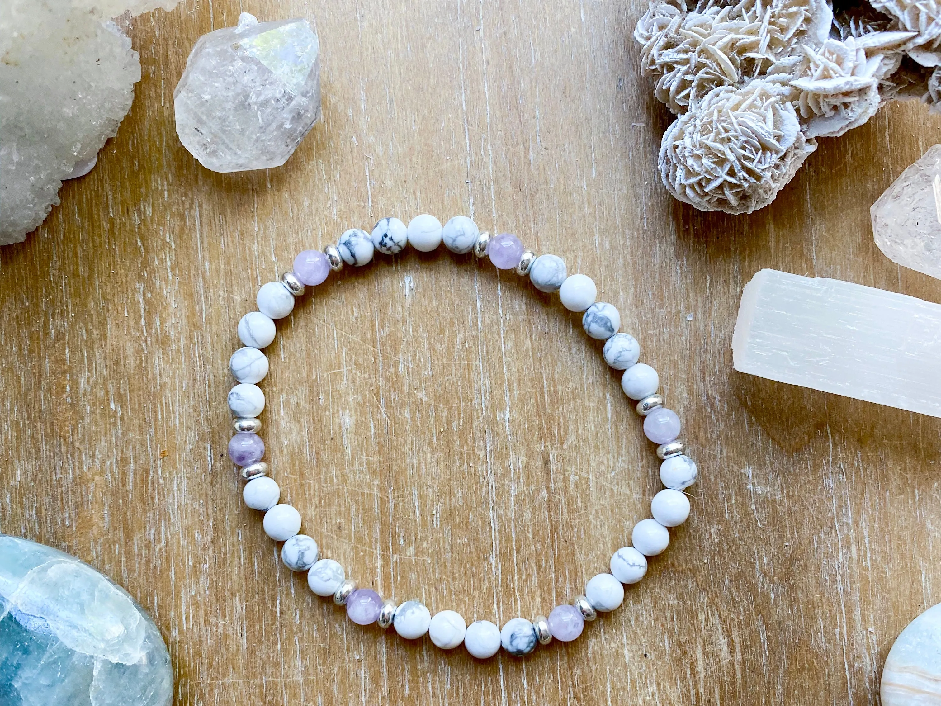 Howlite Beaded Anklet || Reiki Infused