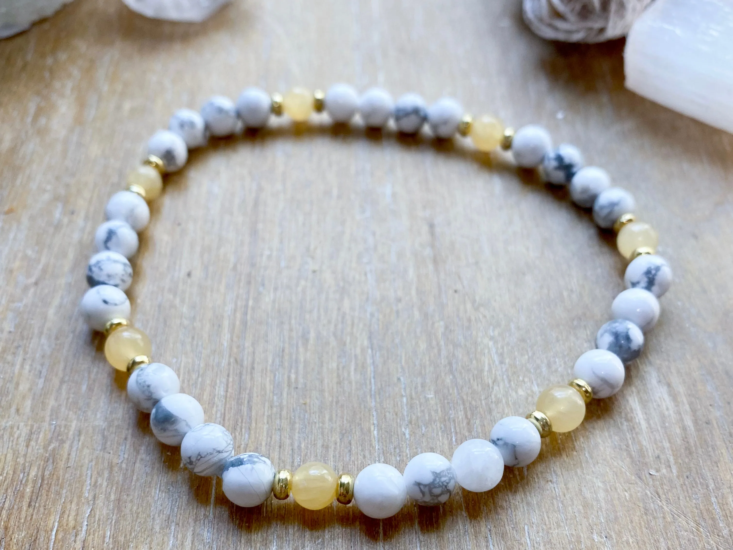 Howlite Beaded Anklet || Reiki Infused