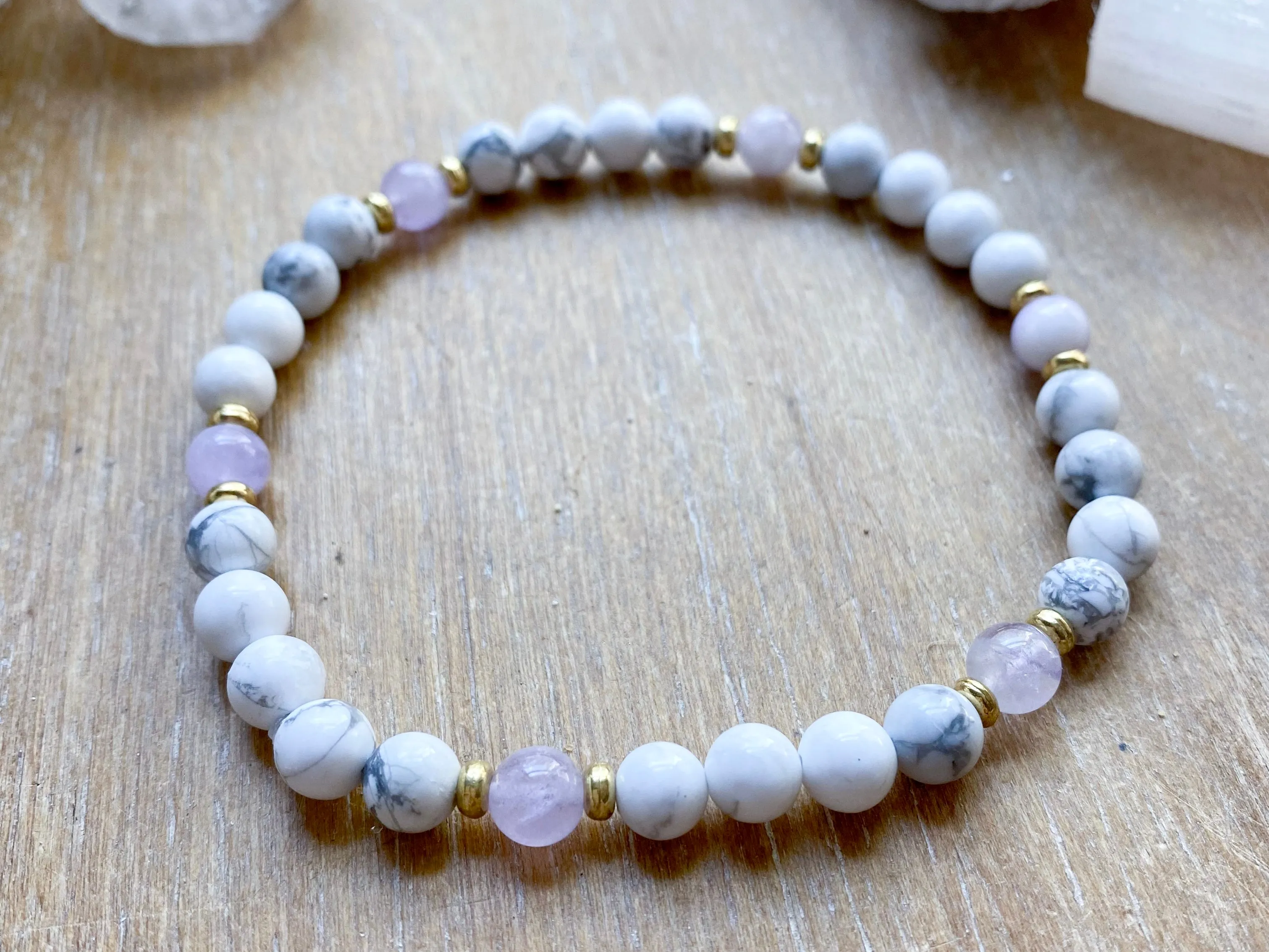 Howlite Beaded Anklet || Reiki Infused