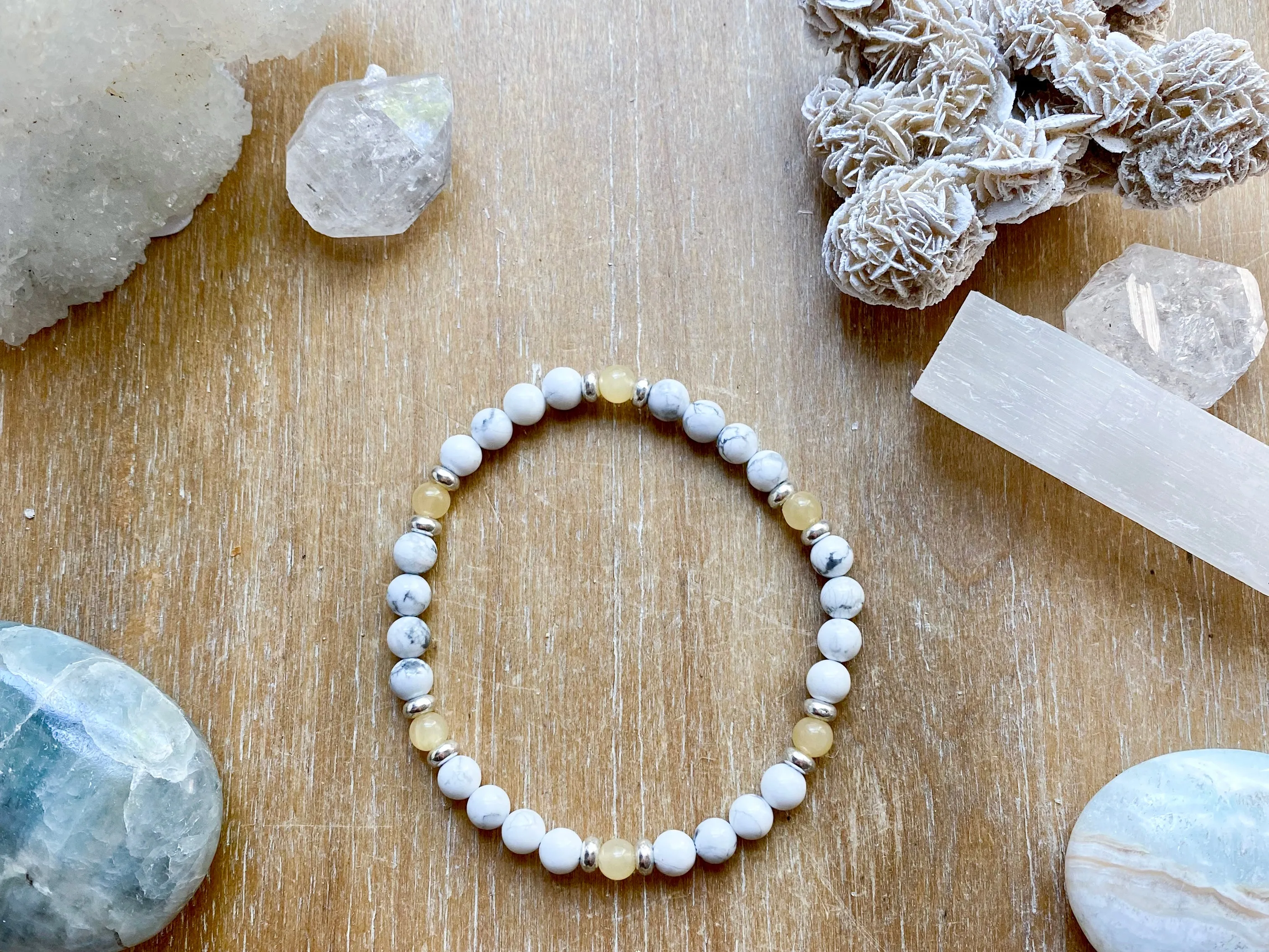 Howlite Beaded Anklet || Reiki Infused