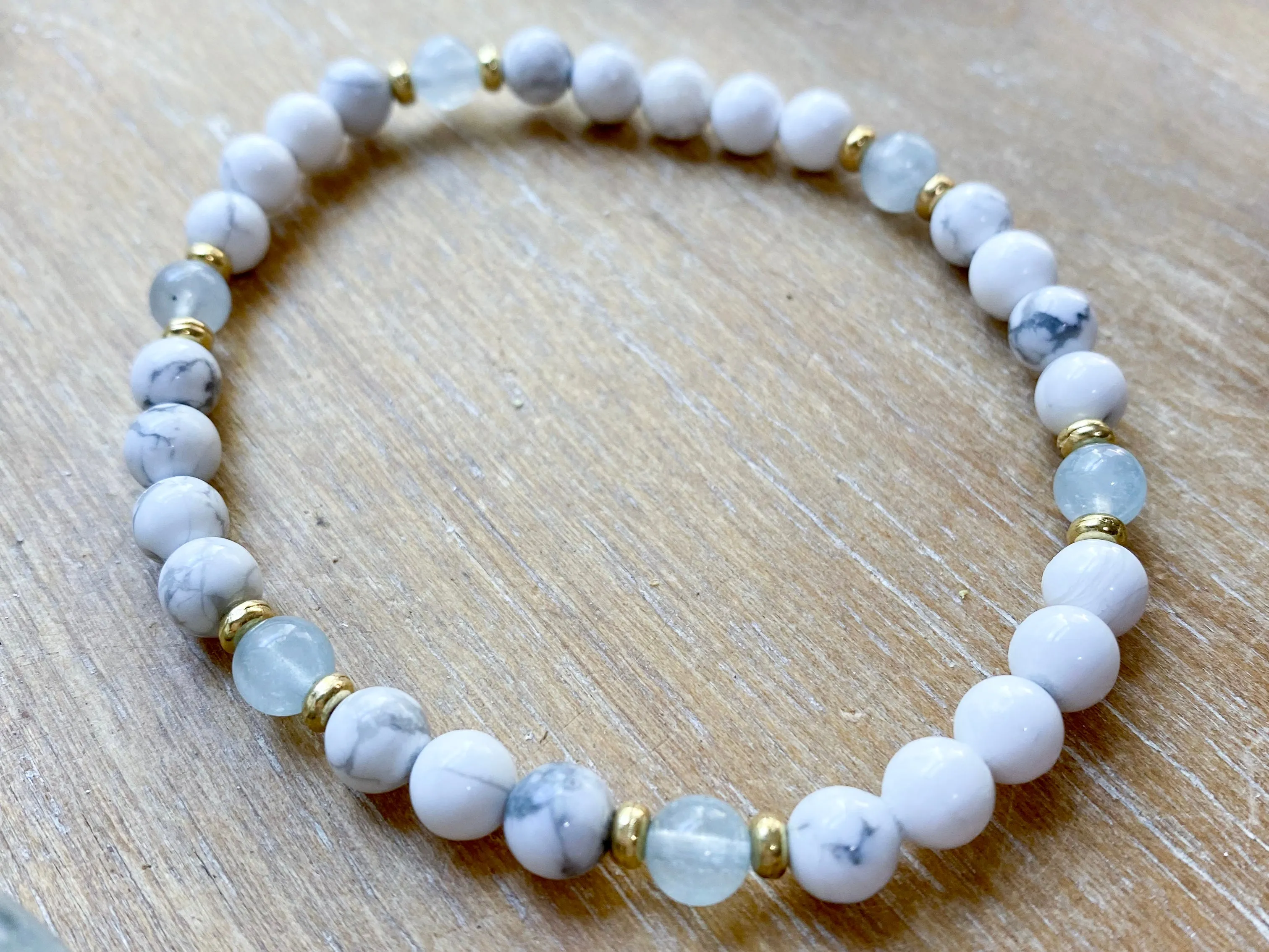 Howlite Beaded Anklet || Reiki Infused