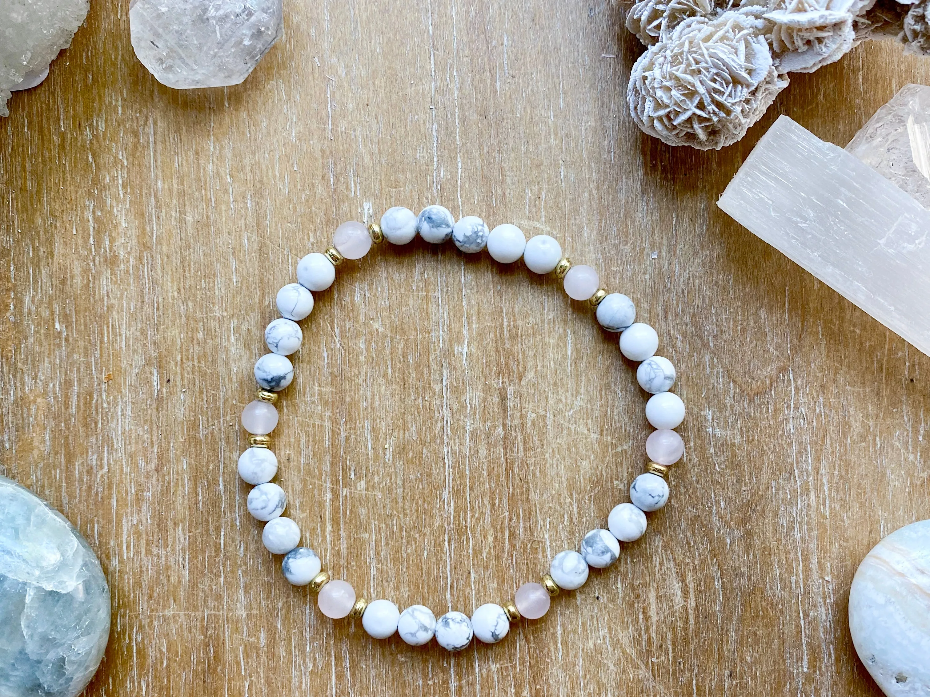 Howlite Beaded Anklet || Reiki Infused