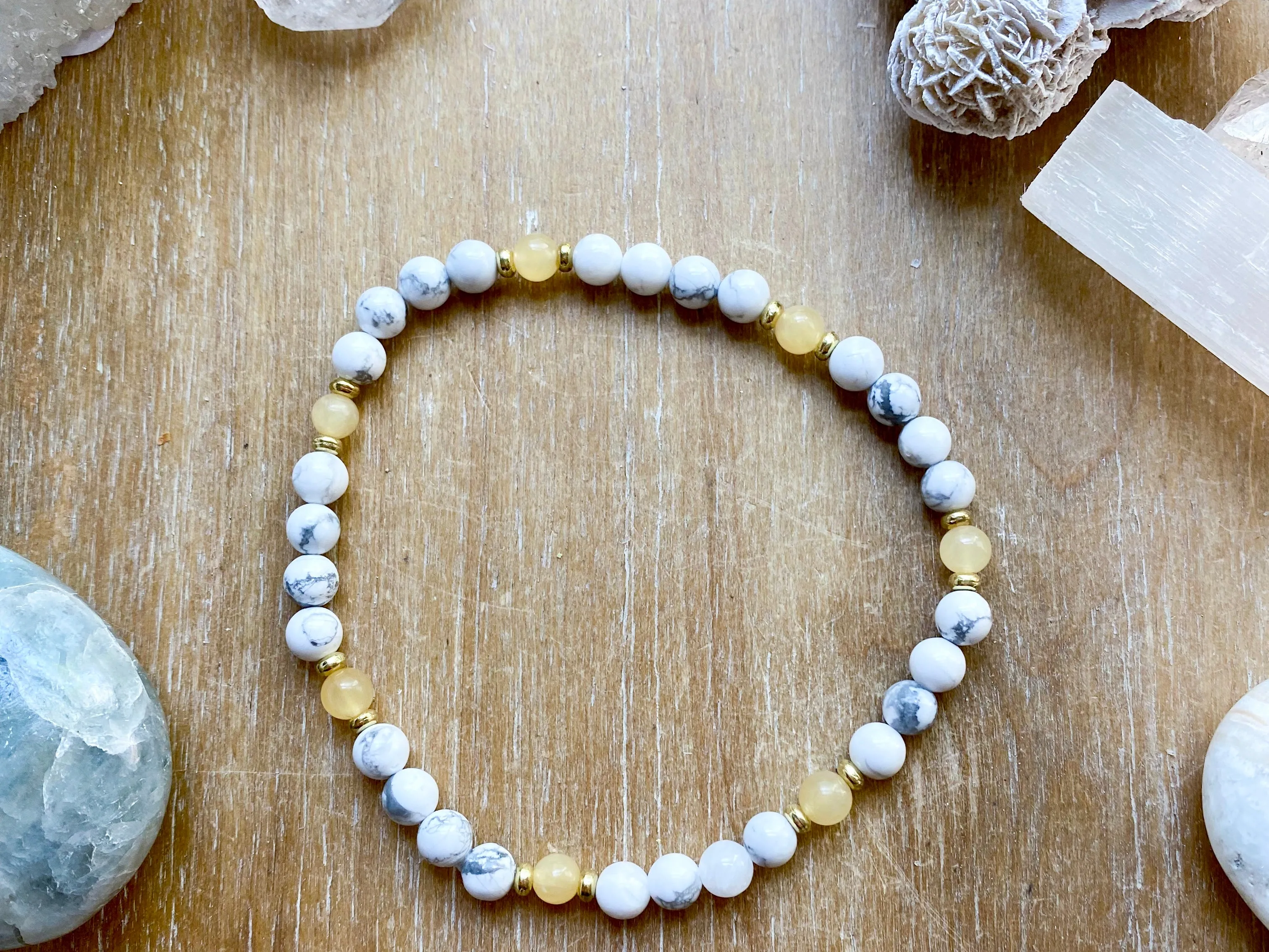 Howlite Beaded Anklet || Reiki Infused