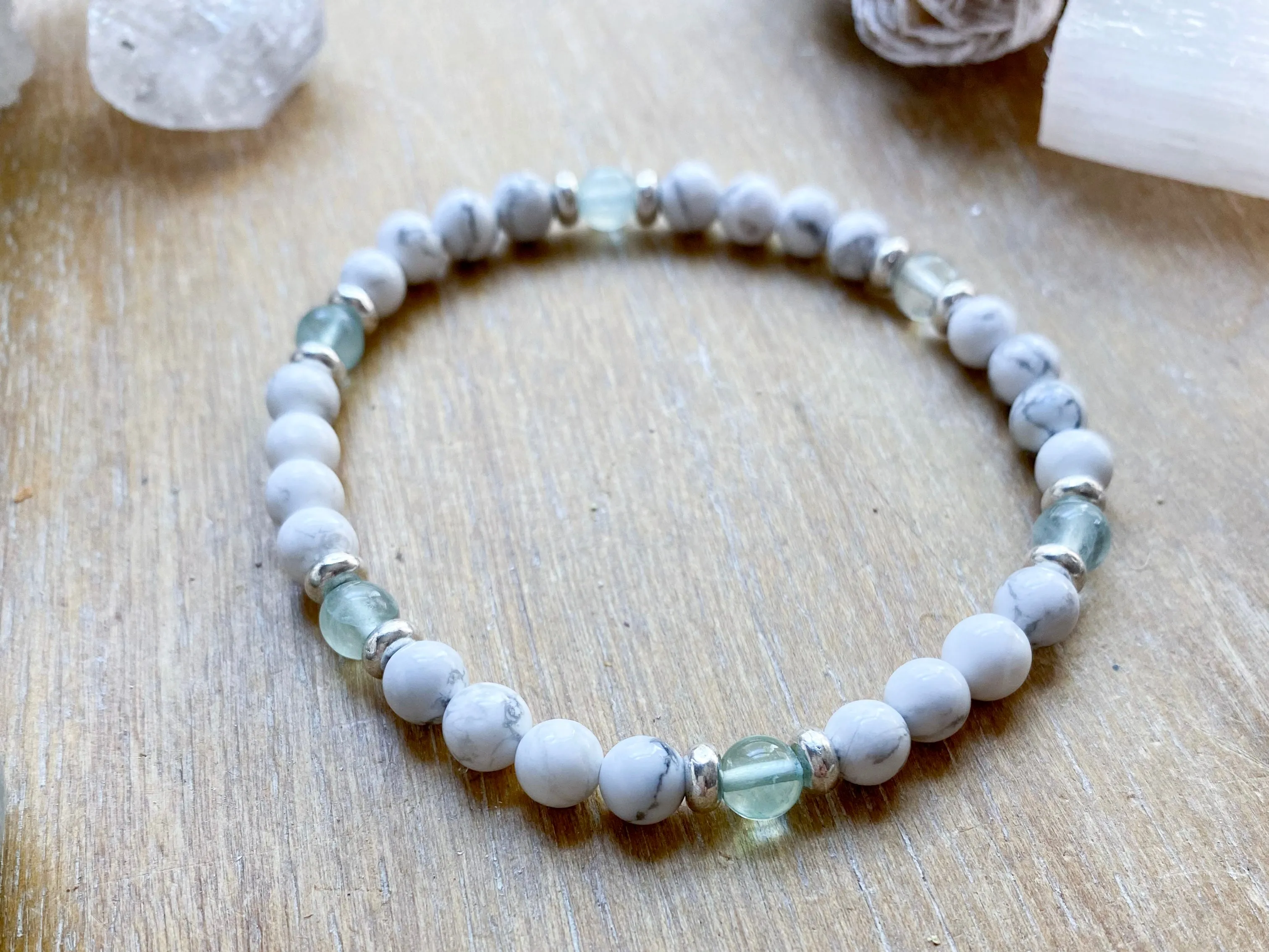 Howlite Beaded Anklet || Reiki Infused