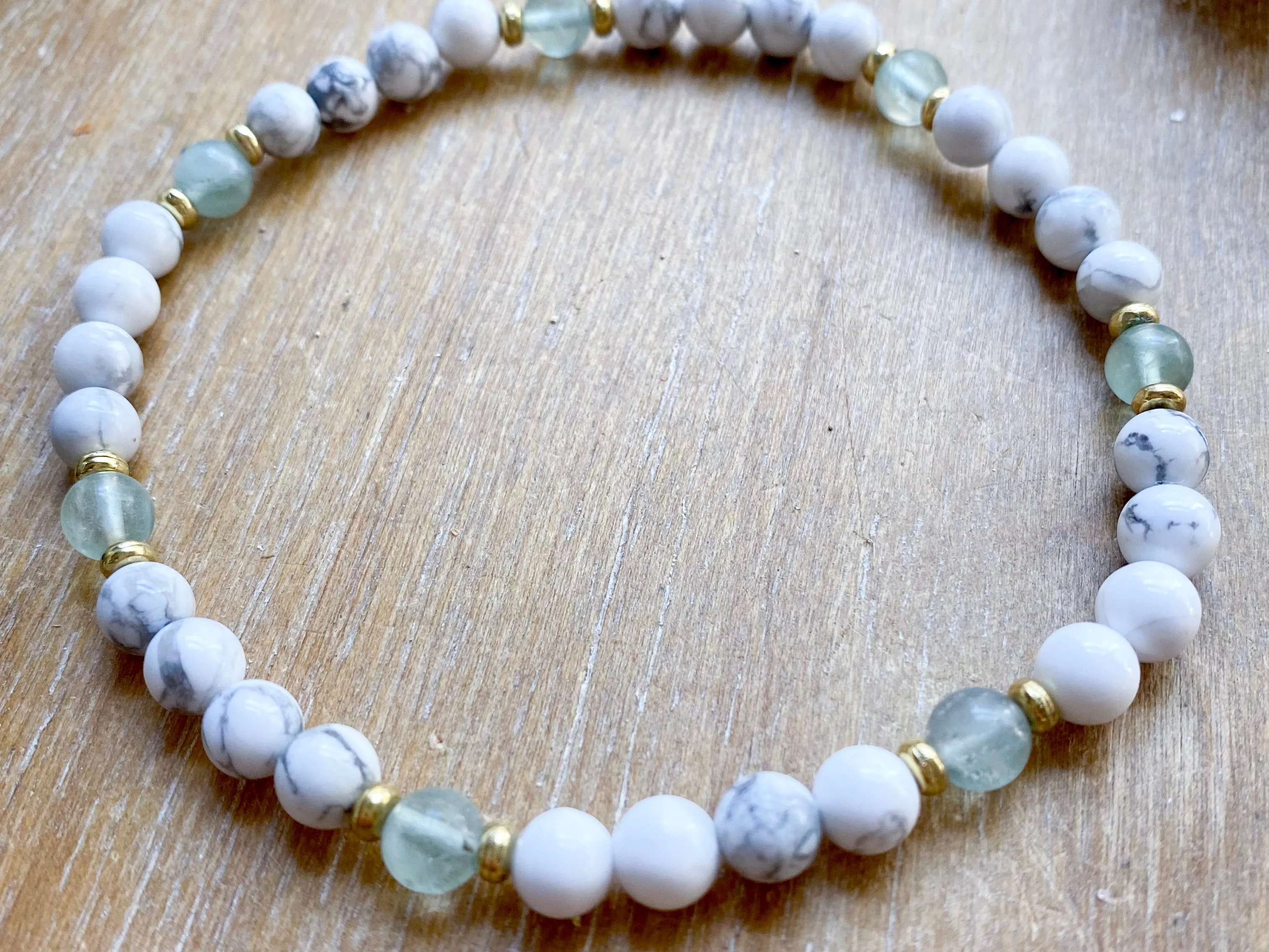 Howlite Beaded Anklet || Reiki Infused