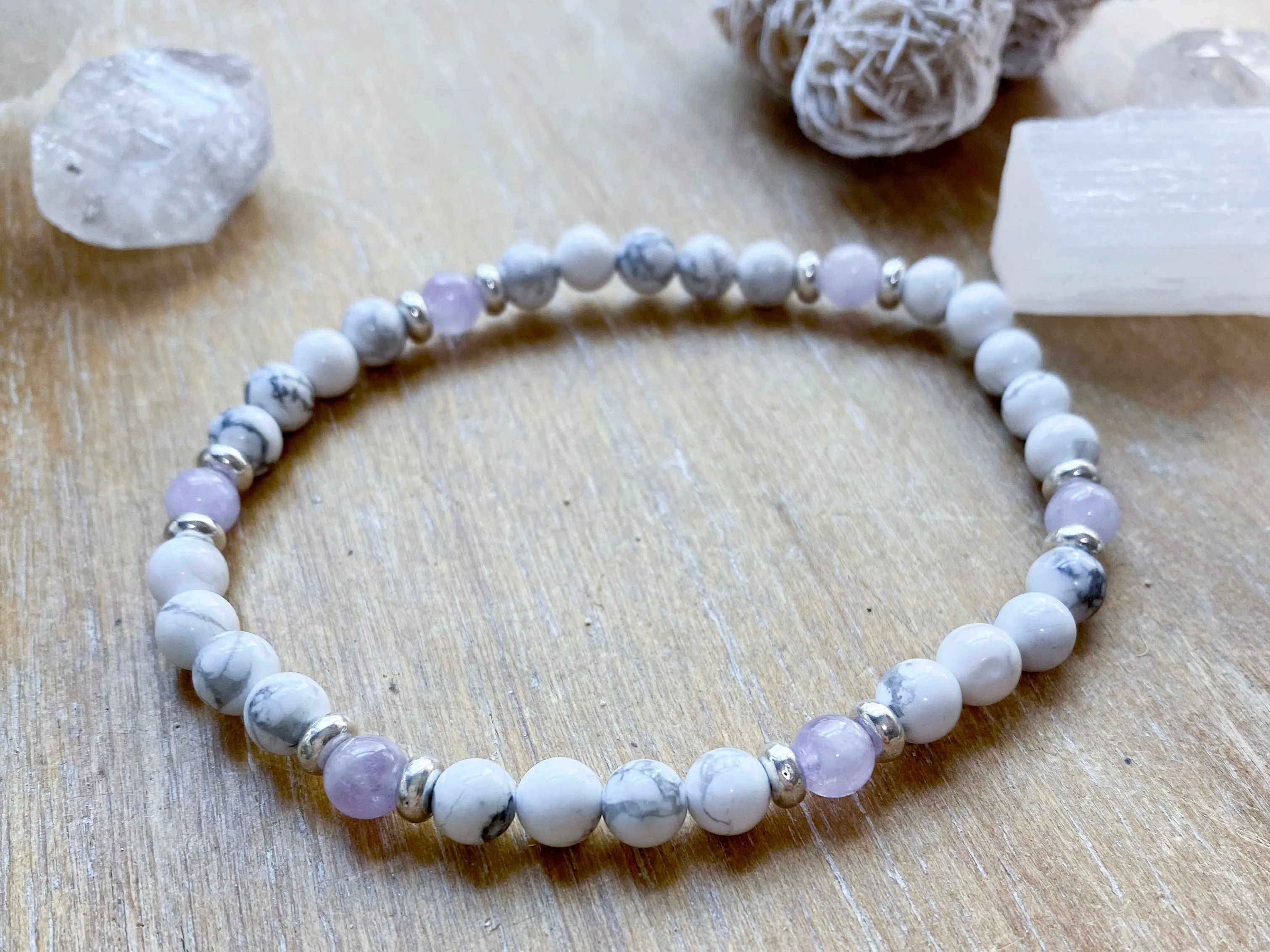 Howlite Beaded Anklet || Reiki Infused