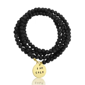 I am Calm Affirmation Wrap Bracelet with Lava Stone