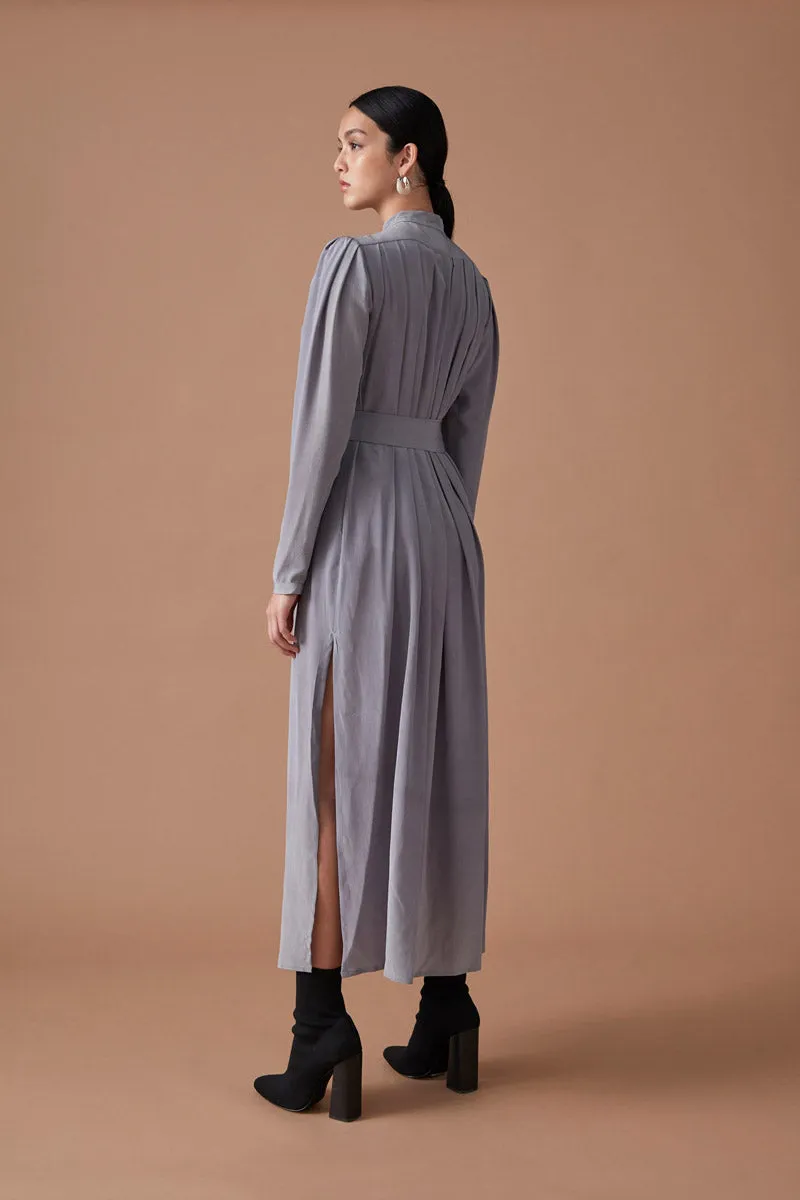 INDIRA SHIRT DRESS - SILVER GREY