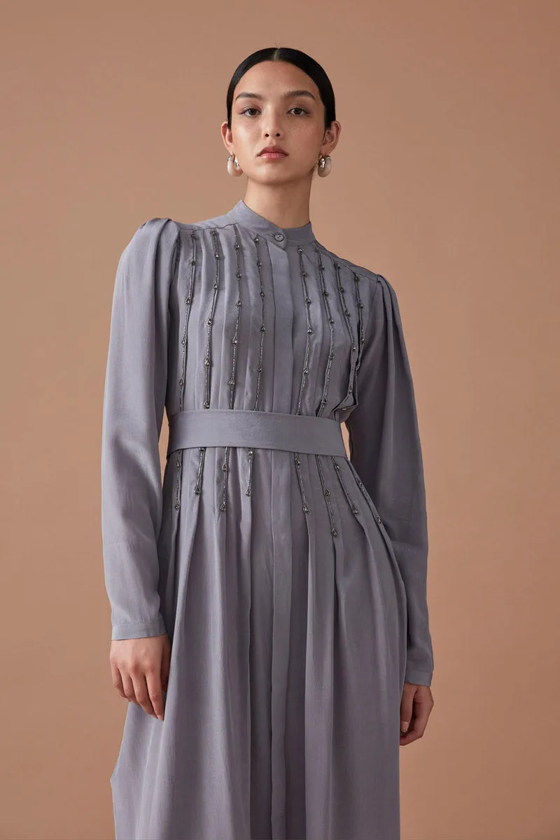 INDIRA SHIRT DRESS - SILVER GREY