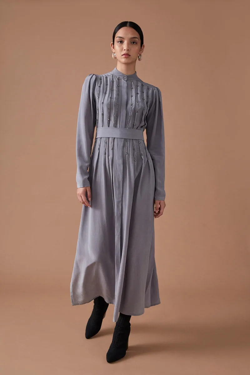 INDIRA SHIRT DRESS - SILVER GREY