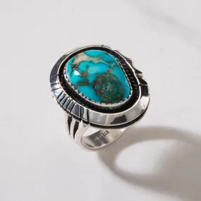 Joe Piaso Jr.  King Manassa Turquoise Navajo USA Native American Made 925 Sterling Silver Ring