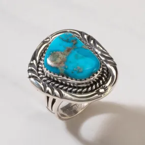 Joe Piaso Jr. Sleeping Beauty Turquoise Navajo USA Native American Made 925 Sterling Silver Ring